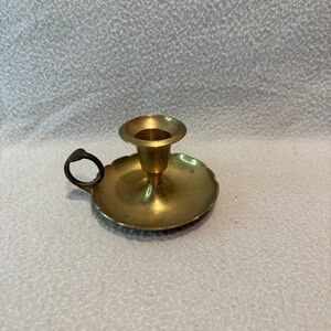 Brass Antique Retro Chamber Candlestick Holder W/ Finger Grip